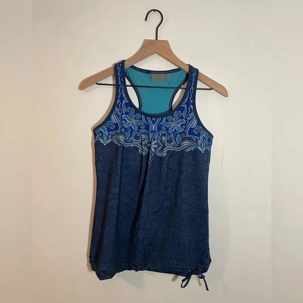 Athleta Tinker Tank Top Style #413912 Blue Floral Paisley Yoga Women’s Sz Small